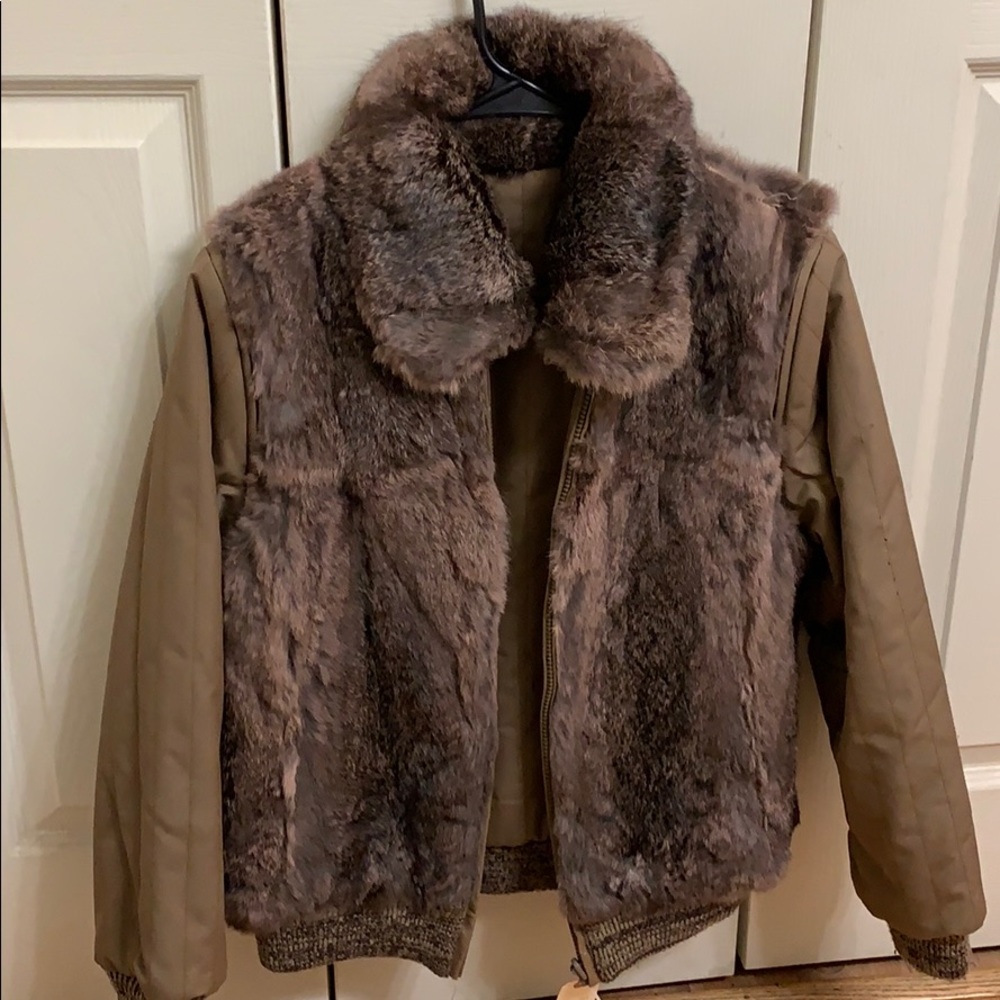 vintage rabbit fur jacket/vest: sleeves zip off